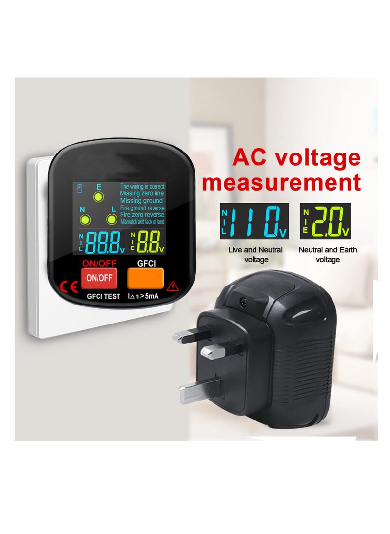 Excefore - 90-130V GFCI Outlet Tester, Electric Socket Tester, 3 Prong Receptacle Tester, Standard Electrical Socket Tester with Voltage Display, for Detecting Common Faults of Wiring Problems - Image 1