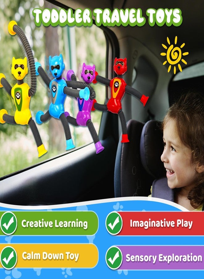 CHESLICR Christmas Stocking Stuffers for Boy Robot Dog Sensory Pop Tube for Toddler Kid 4PC Travel Toys Airplane Car Toy Activities Autistic Road Trip Suction Tube for Boys Year Old Age 3 4 5 6 7 8 ADHD Autism - Image 5