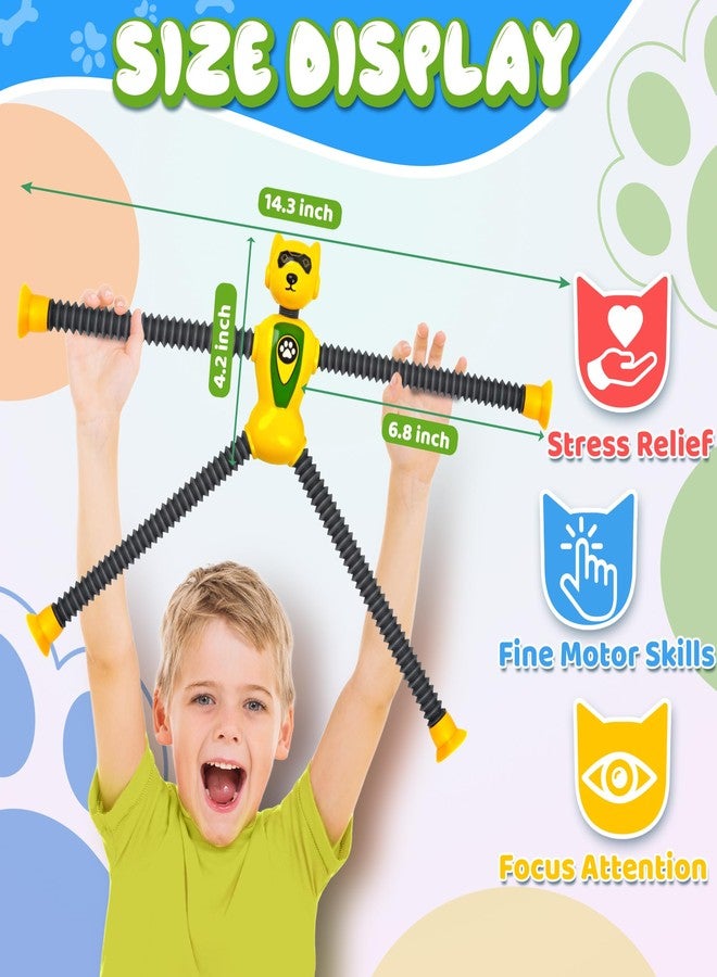 CHESLICR Christmas Stocking Stuffers for Boy Robot Dog Sensory Pop Tube for Toddler Kid 4PC Travel Toys Airplane Car Toy Activities Autistic Road Trip Suction Tube for Boys Year Old Age 3 4 5 6 7 8 ADHD Autism - Image 2