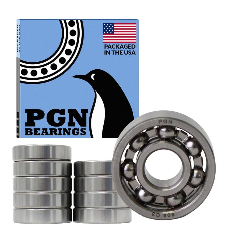 PGN Bearings 10 قطع من كرات المحامل الدوارة 608 مفتوحة من الفولاذ الكرومي، 8x22x7، مجموعة قطع غيار مركز الكرة - Image 2