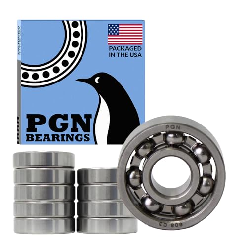 PGN Bearings 10 قطع من كرات المحامل الدوارة 608 مفتوحة من الفولاذ الكرومي، 8x22x7، مجموعة قطع غيار مركز الكرة - Image 1