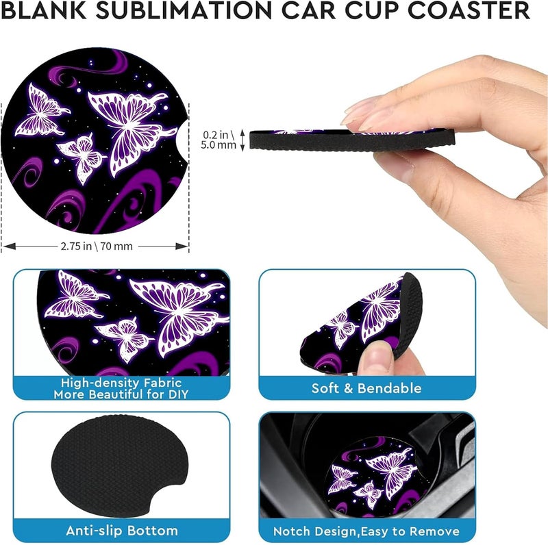 Ldntly Car Coasters for Cup Holders,2 Pack Butterfly Car Cup Holder Coasters,2.75" Universal Size Anti Slip Rubber Mat,Automotive Cup Holder Decal Decor Accessories,Butterfly Gifts for Women,Mom - Image 5