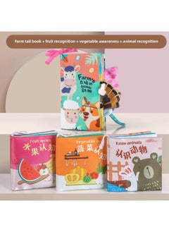 Generic Direct Selling Baby Cloth Book, Baby Early Education, Tear-Resistant, Chewable Toy, Stereo Early Education Book, Infant And Toddler Book, Free Shipping-Color:Cognition-bilingual 3-piece Set + Farm Tail  - Image 1