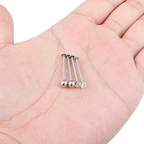 Cisyozi 16G Cheek Tongue Rings Piercing Jewelry Surgical Stainless Steel Clear Silver Flat Back Long Ashley Lip Labret Medusa Dimple Tongue Rings Barbells Bar Piercing Jewelry Women Men 3/4Inch 19mm - Image 3