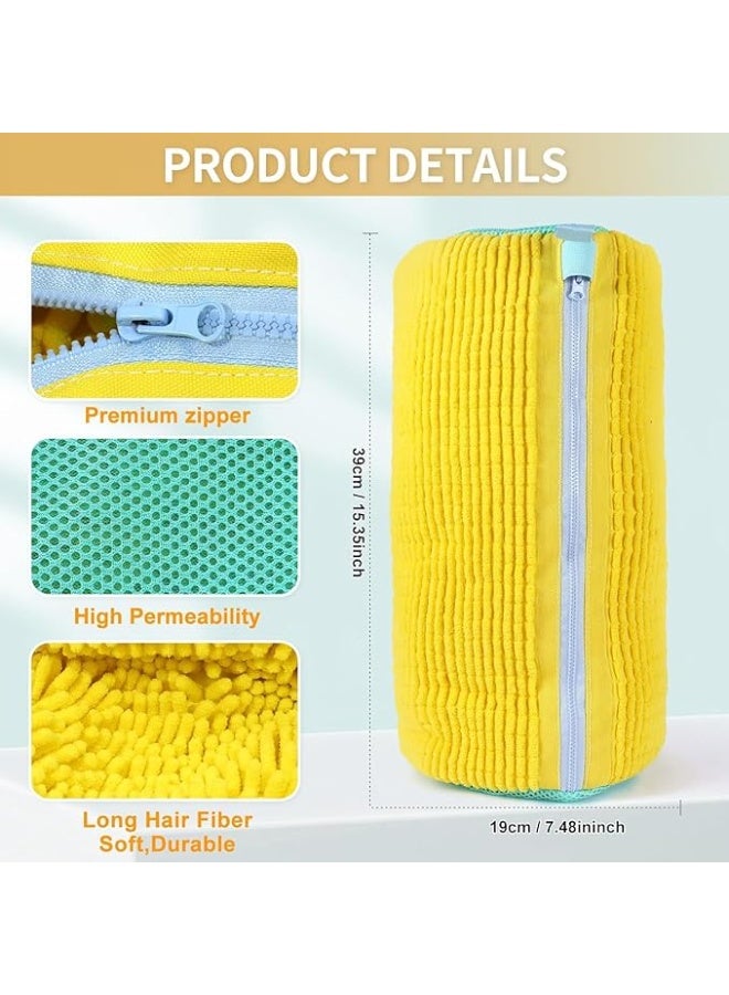 Shoe Washing Bag with Zipper, Durable Soft Long Fibers, Machine Washable, Yellow, 1 Piece - Image 2