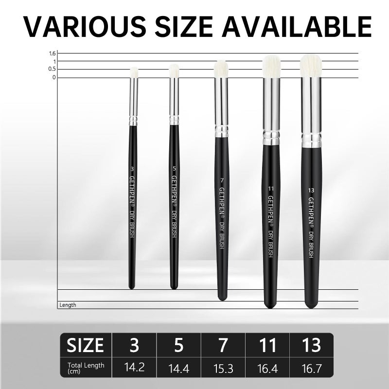 GETHPEN Dry Brush Miniature Painting Drybrush Set - 5 Sizes Hobby Detail Paint Brush Set for Acrylic/Oil/Watercolor Brushes for Beginners & Pros - Image 2