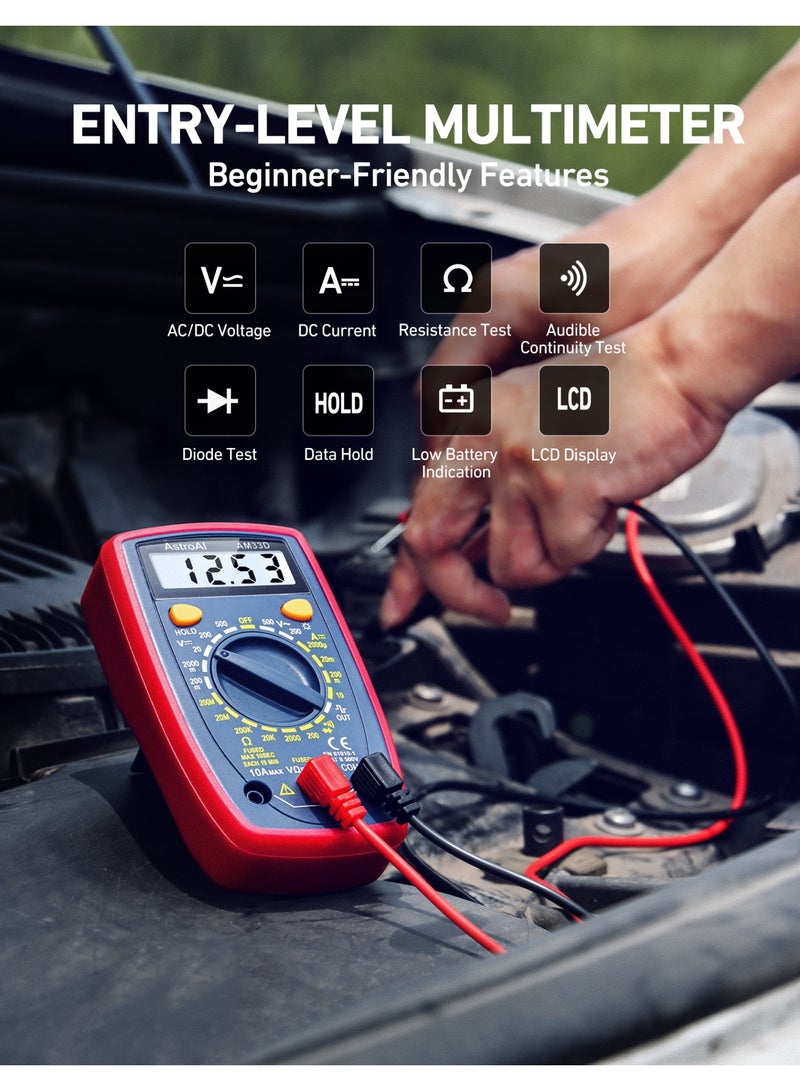 AstroAI Digital Multimeter Voltmeter Ohmmeter Ammeter Multi Tester Meter with Backlit LCD Electronic Test Meter Measures Voltage, Current, Resistance; Tests Continuity, Diode - Image 2