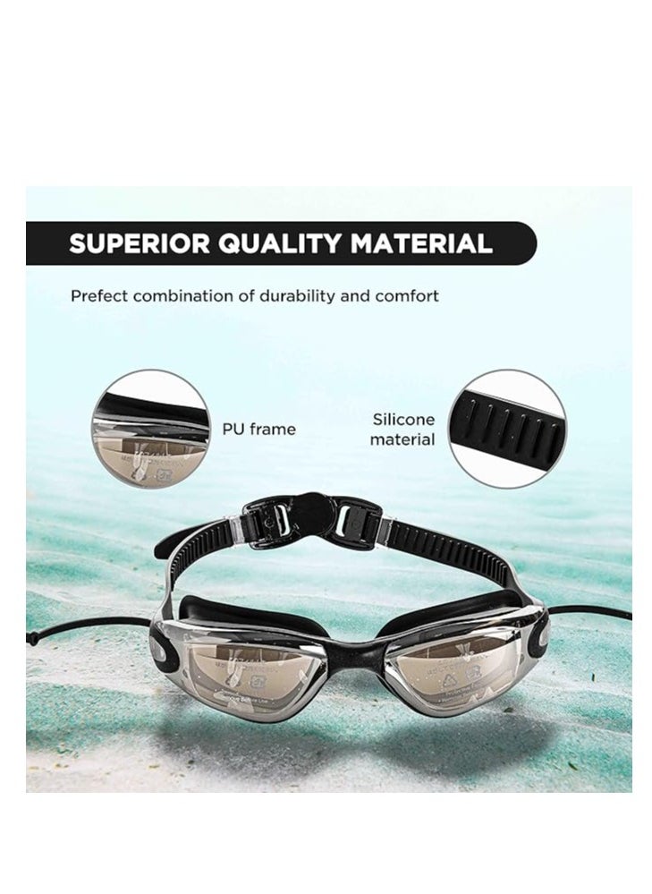EL1005 Stylish Swimming Goggle with Anti-Fog and UV Protection | Material : Silicon, PU | Attached Ear Buds and Adjustable Strap | Soft Silicone Gasket for Leak Proof | With Hard Case