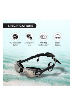 ENDLESS  EL1005 Stylish Swimming Goggle with Anti-Fog and UV Protection | Material : Silicon, PU | Attached Ear Buds and Adjustable Strap | Soft Silicone Gasket for Leak Proof | With Hard Case  - Image 2