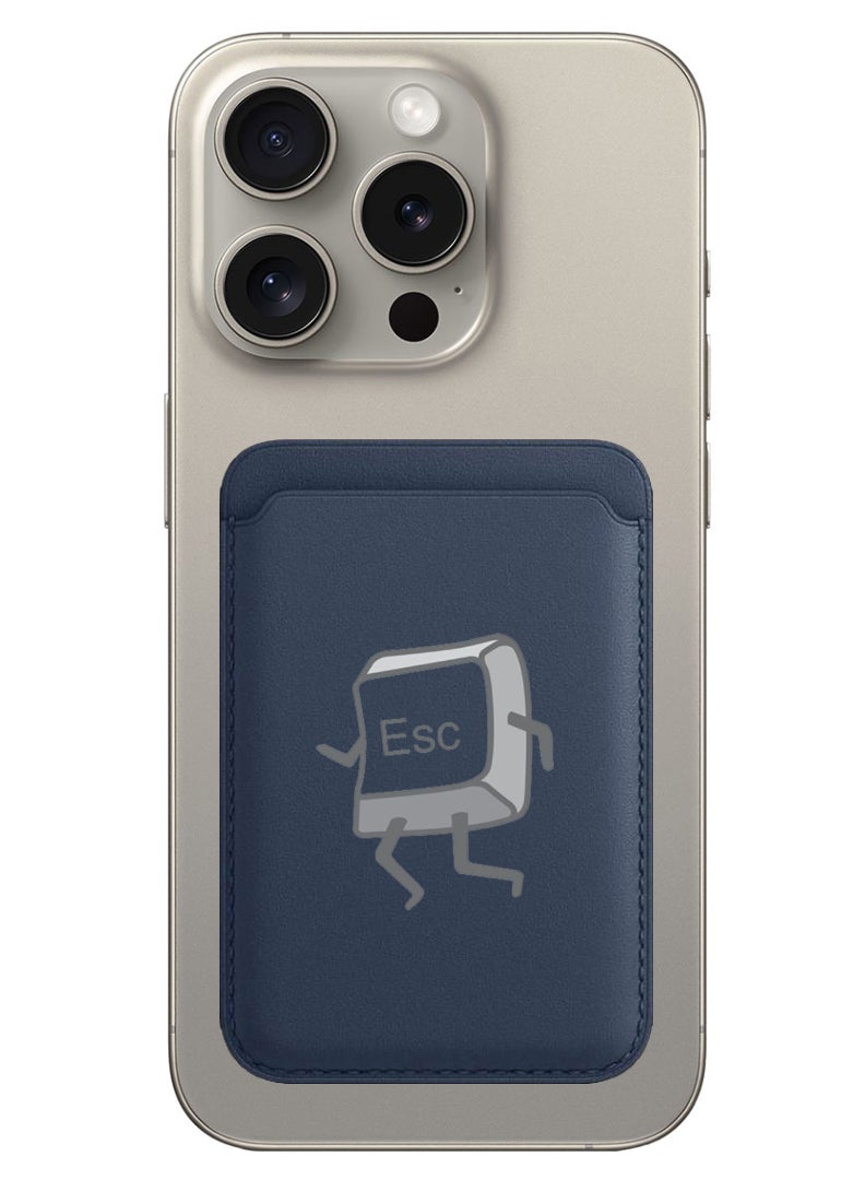 Theodor Magnetic Wallet, Compatible with MagSafe Wallet, for iPhone Wallet, for iPhone 16/15/14/13/12 Series, Not for iPhone 13/12 mini, 3 Card Holder, Vegan Leather, Navy - Escape - Image 1