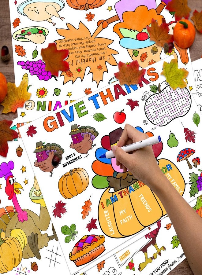 HEYINSHEN Thanksgiving Paper Placemats for Kids to Color Thanksgiving Coloring Placemats Color Your Own Placemat Fall Thanksgivings Table Mat for Fall Thanksgivings Dinner Table Decorations - Image 3