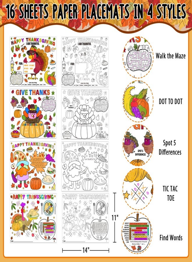 HEYINSHEN Thanksgiving Paper Placemats for Kids to Color Thanksgiving Coloring Placemats Color Your Own Placemat Fall Thanksgivings Table Mat for Fall Thanksgivings Dinner Table Decorations - Image 2