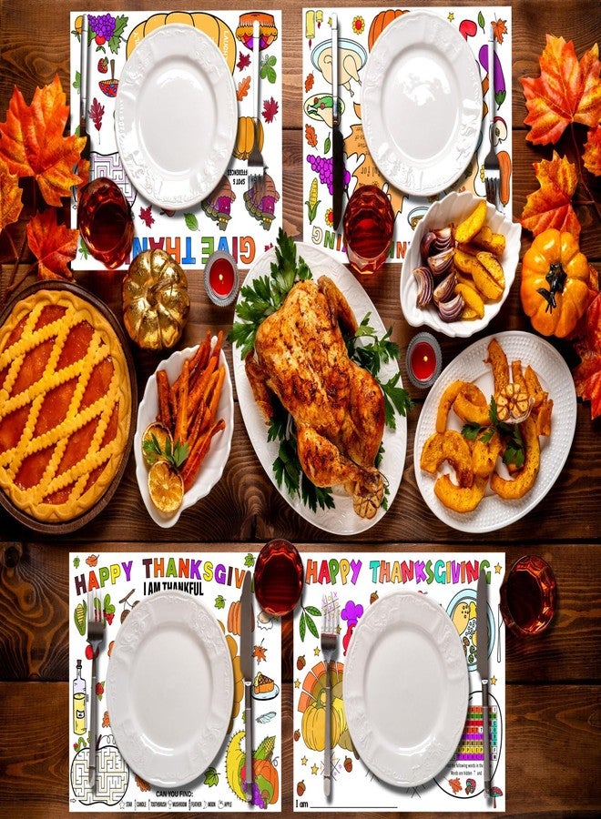 HEYINSHEN Thanksgiving Paper Placemats for Kids to Color Thanksgiving Coloring Placemats Color Your Own Placemat Fall Thanksgivings Table Mat for Fall Thanksgivings Dinner Table Decorations - Image 4
