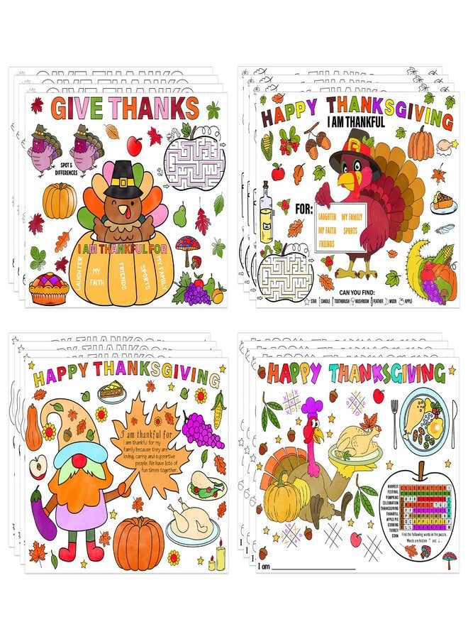 HEYINSHEN Thanksgiving Paper Placemats for Kids to Color Thanksgiving Coloring Placemats Color Your Own Placemat Fall Thanksgivings Table Mat for Fall Thanksgivings Dinner Table Decorations - Image 1