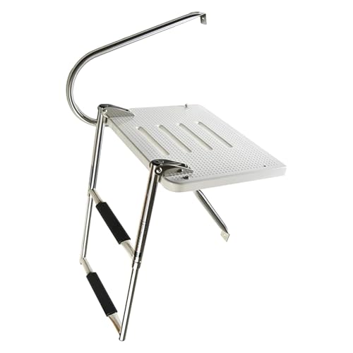 MARINE CITY 2 Step OB Swim Platform Ladder Harbor Mate Telescoping Ladder with ElectroPolished Rails AntiSlip Footsteps 304 Stainless Steel 400 lb Capacity Ideal for Boats Ships Marines