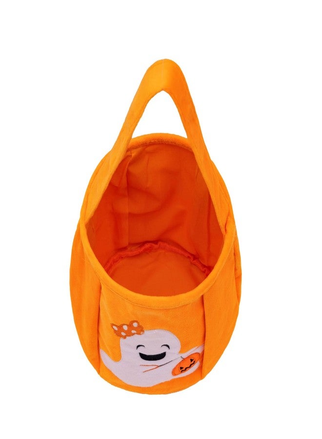 E-FirstFeeling Halloween Pumpkin Bucket Candy Bags Plush Trick or Treat Basket Tote for Parties (White) - Image 3