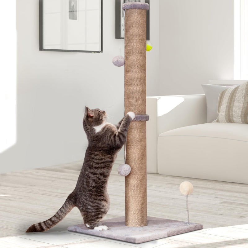 PELUOMOZ Tall Cat Scratching Post 36 inch Large Cat Scratch Post for Indoor Cats with Durable Natural Sisal Rope Scratcher Post Tree Kitten Interactive Toy-Gray - Image 1