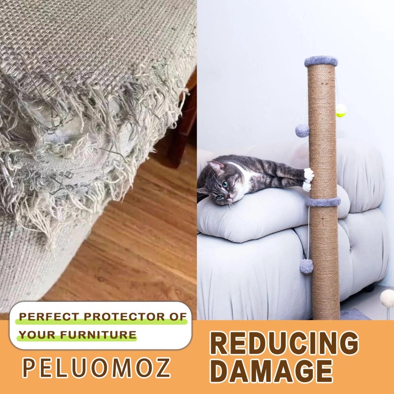 PELUOMOZ Tall Cat Scratching Post 36 inch Large Cat Scratch Post for Indoor Cats with Durable Natural Sisal Rope Scratcher Post Tree Kitten Interactive Toy-Gray - Image 4