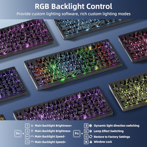 ZORNHER ZH980 Mechanical Keyboard Wireless,95% Creamy Keyboard with Number Pad,Gaming Keyboard with Number Pad,Shine Through Spider Web PC,Creamy Sounding Linear Switches,Full Size - Image 3
