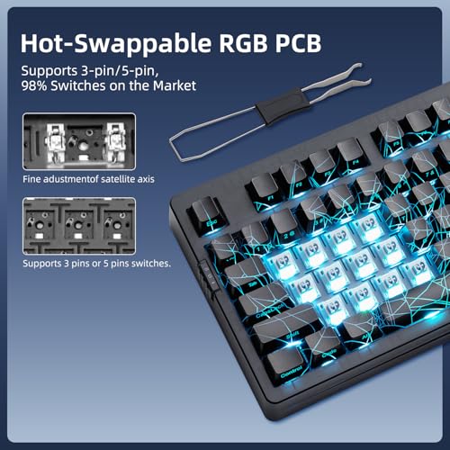 ZORNHER ZH980 Mechanical Keyboard Wireless,95% Creamy Keyboard with Number Pad,Gaming Keyboard with Number Pad,Shine Through Spider Web PC,Creamy Sounding Linear Switches,Full Size - Image 5