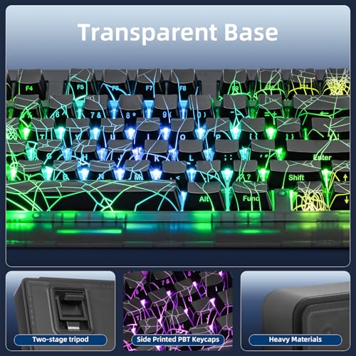 ZORNHER ZH980 Mechanical Keyboard Wireless,95% Creamy Keyboard with Number Pad,Gaming Keyboard with Number Pad,Shine Through Spider Web PC,Creamy Sounding Linear Switches,Full Size - Image 4