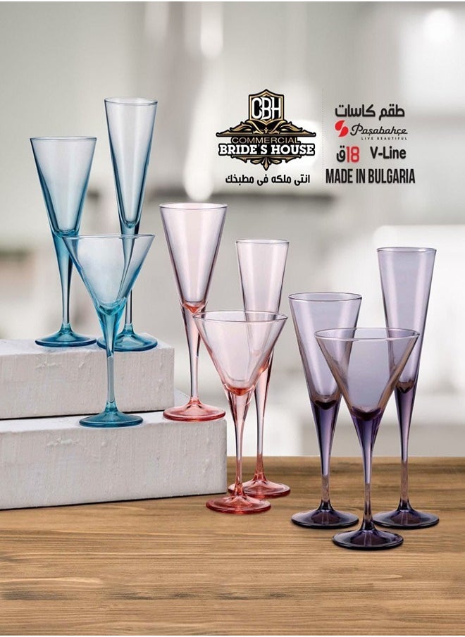باساباش طقم كاسات 18 ق الوان 