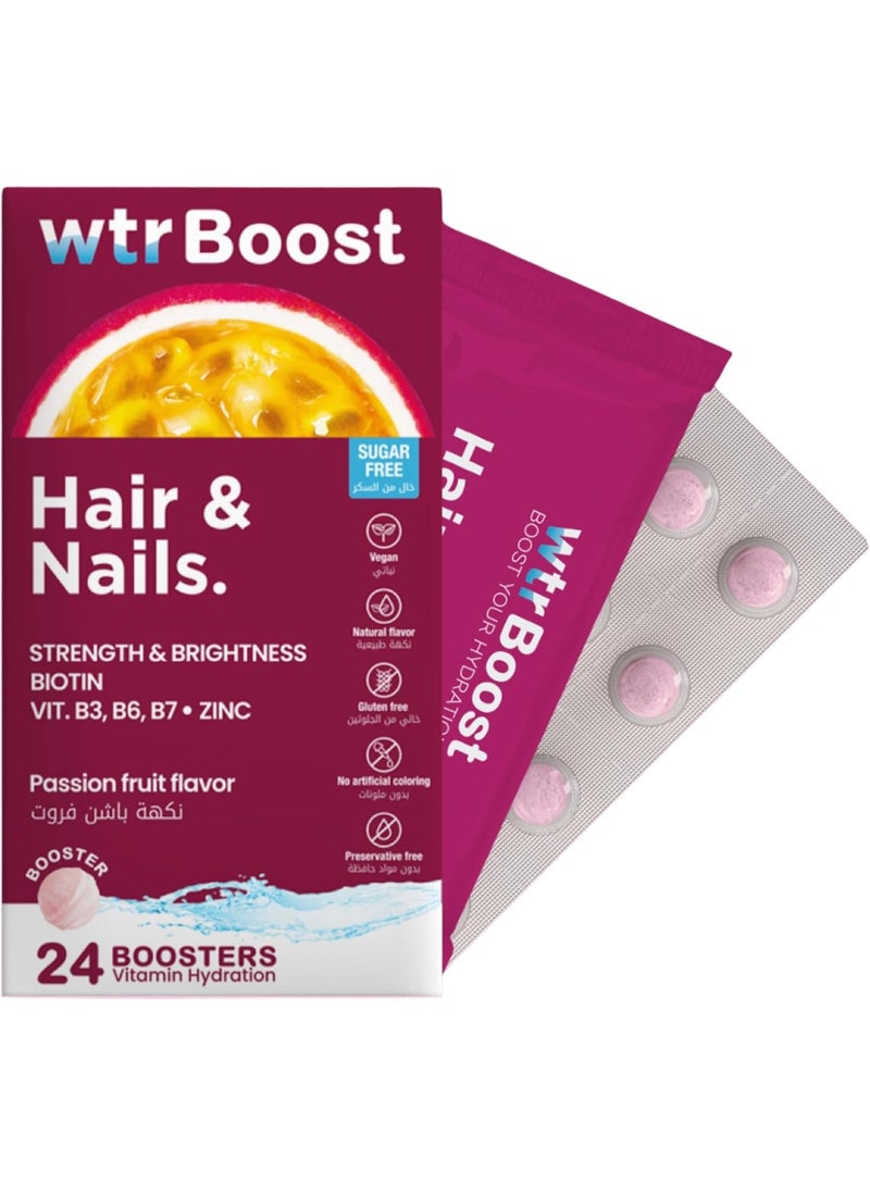 WTR Boost Hair & Nails Effervescent Boosters - Passion Fruit Flavor, Pack of 24's - Image 1