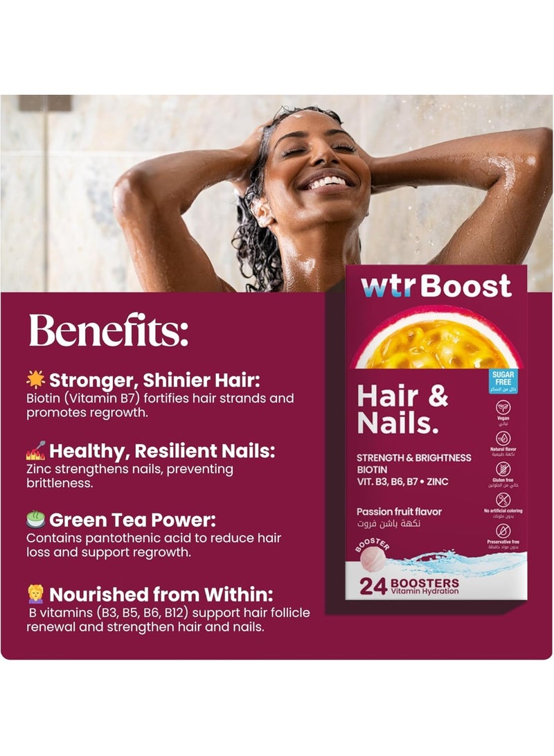 WTR Boost Hair & Nails Effervescent Boosters - Passion Fruit Flavor, Pack of 24's - Image 4