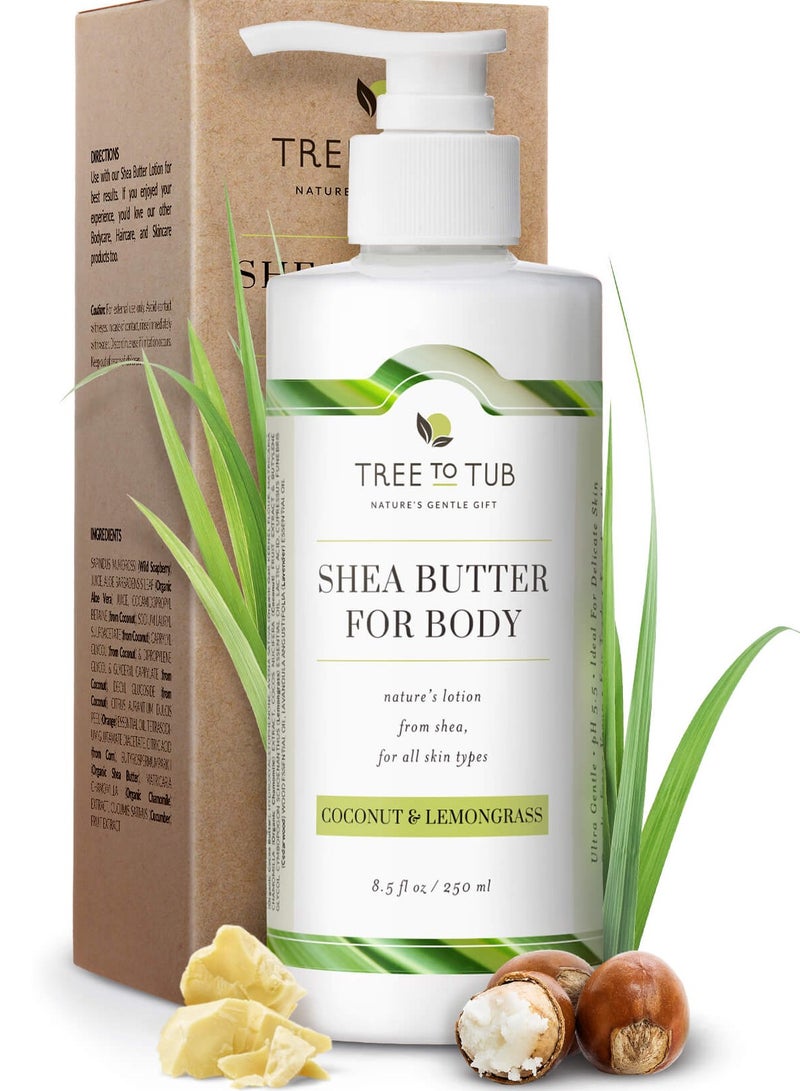 Tree to Tub Moisturizing Shea Butter Body Lotion Coconut & Lemongrass 250 Ml - Image 2