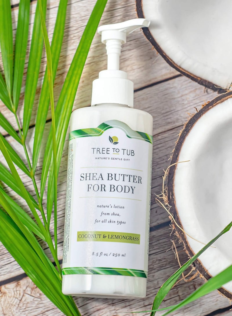 Tree to Tub Moisturizing Shea Butter Body Lotion Coconut & Lemongrass 250 Ml - Image 5