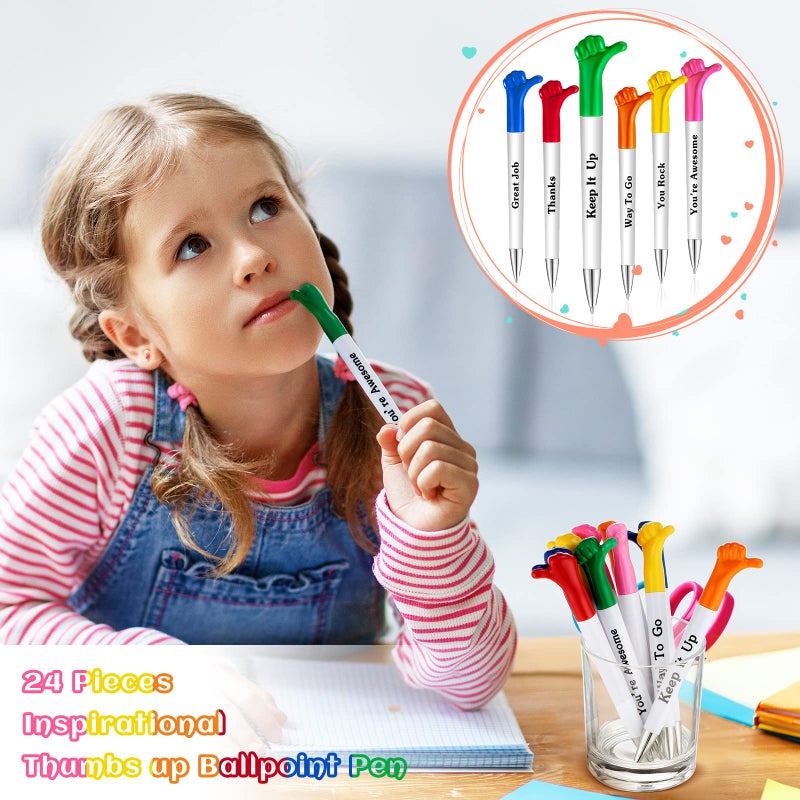 Woanger أقلام ووانجر الملهمة بإشارة الإبهام هدايا شكر بالجملة لتقدير الموظفين قلم حبر جاف تحفيزي لهدايا عيد الميلاد للطلاب والمعلمين والممرضين وزملاء العمل (24 قطعة) - Image 5