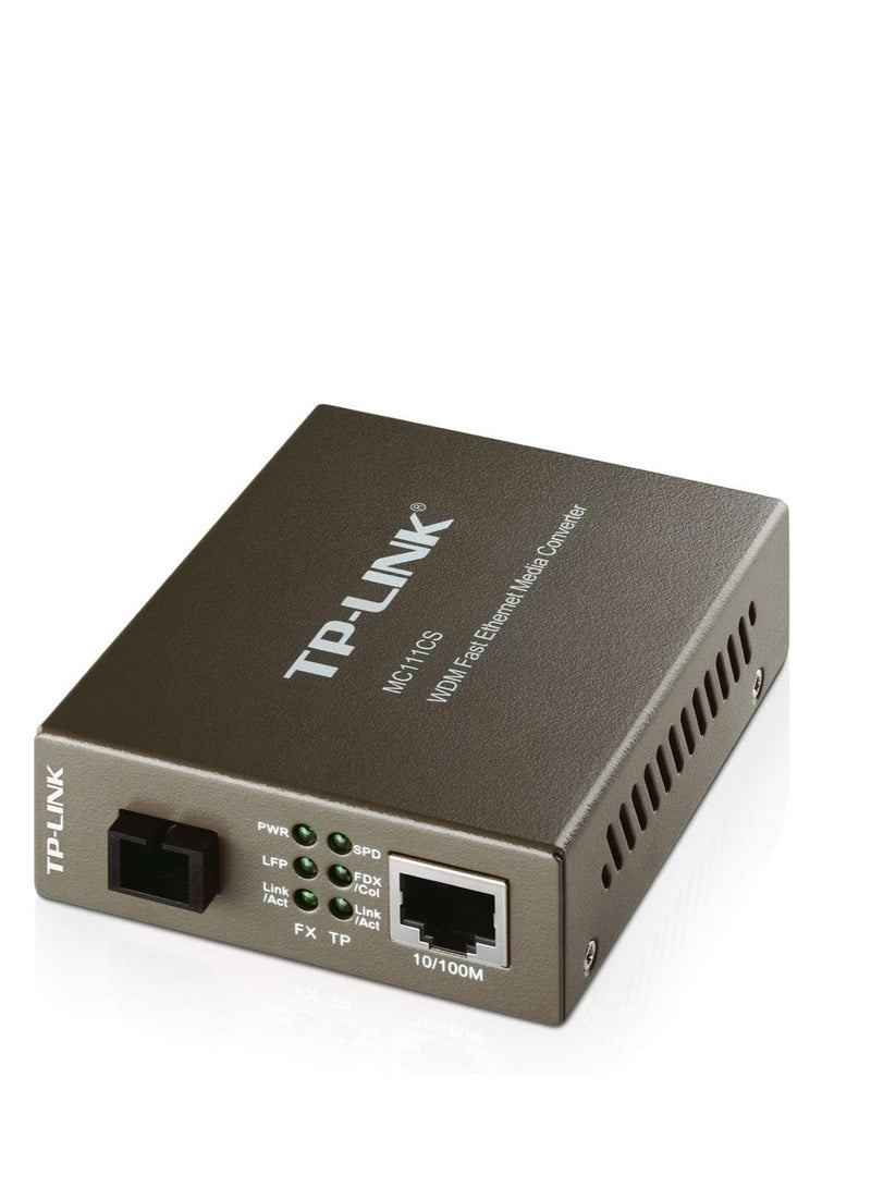 Tp-link Tl TP-Link MC111CS, 2-port 10/100Mbps WDM Media Converter, Black, Compatible with Router, AP, Network Card, RJ45 Interface, 12W, 5V, Single Fiber Transmission up to 20km - Image 2