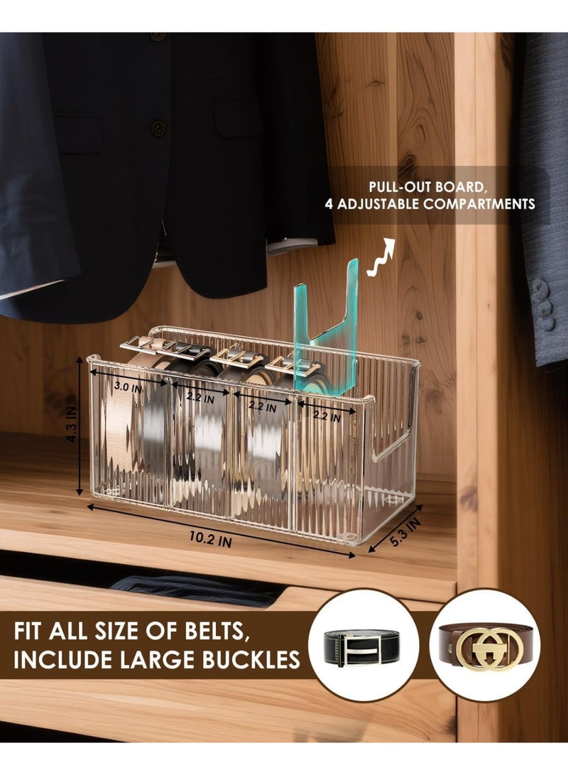 Bukela Belt Organizer, 2-Pack Acrylic Storage for Closet and Drawer, 8 Detachable Compartments, Clear Space-Saving Holder for Belts Ties Jewelry, Adjustable and Durable, Ideal for Home Bedroom, Transparent - Image 2