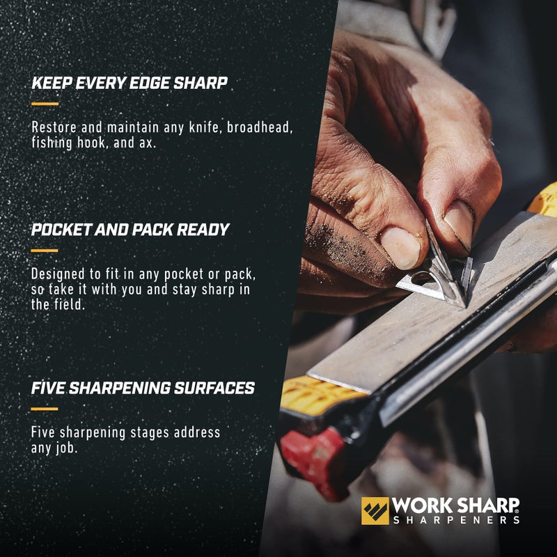Work Sharp أداة شحذ السكاكين الموجهة من وورك شارب، شحاذ سكاكين سفر مدمج للصيد - Image 5