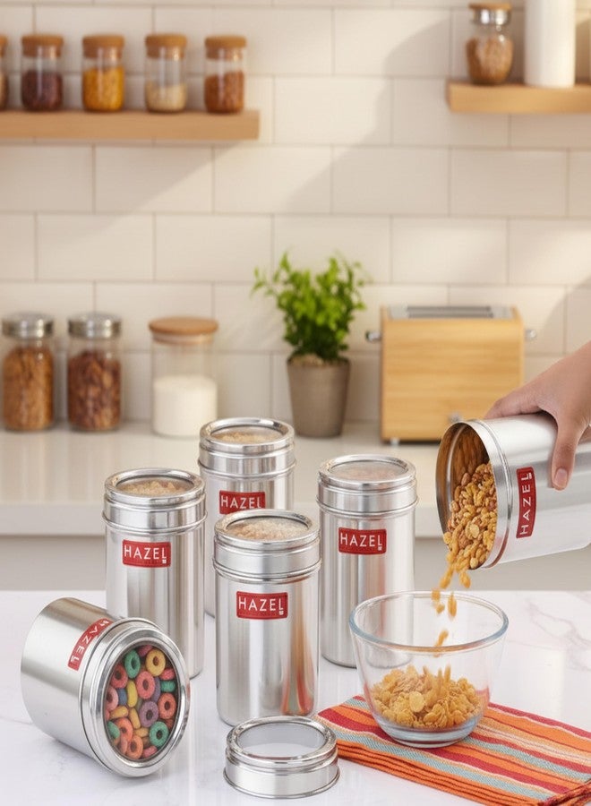 HAZEL Stainless Steel Kitchen Container with Transparent Lid | Top See Through Kitchen Container Set with Matt Finish | Multipurpose Container for Kitchen Storage, 900 ML, Set of 6 - Image 5