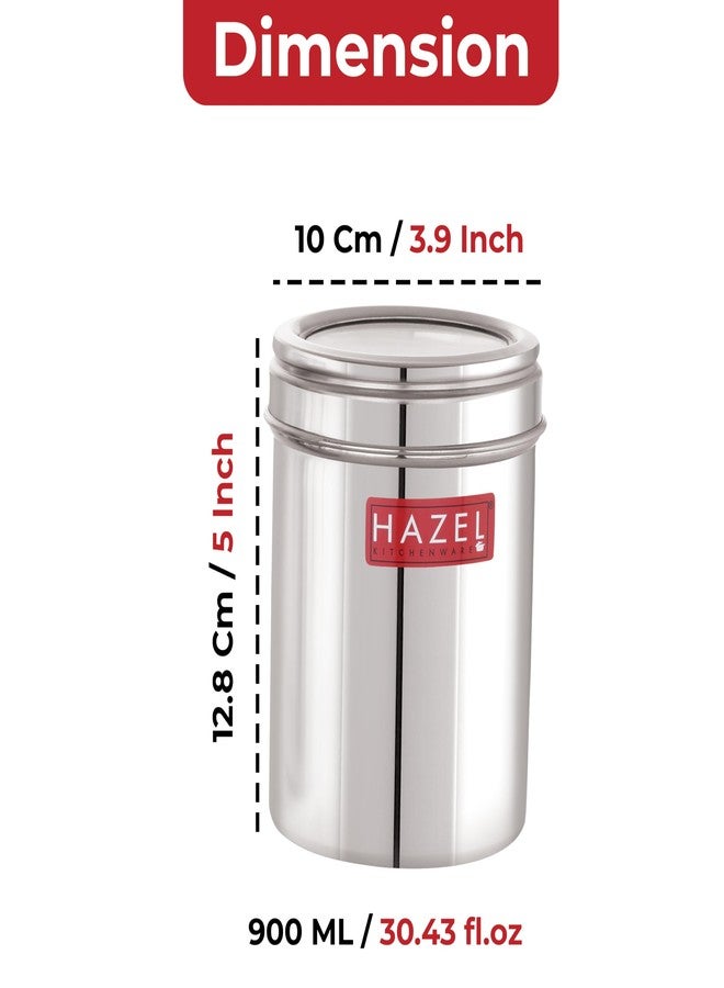 HAZEL Stainless Steel Kitchen Container with Transparent Lid | Top See Through Kitchen Container Set with Matt Finish | Multipurpose Container for Kitchen Storage, 900 ML, Set of 6 - Image 3