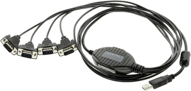 Gearmo 4 Port USB to Serial RS232 Adapter FTDI Chipset, Supports Win 11, 10, 8, 7, Linux, Mac w/ESD and Surge Protection - Image 1