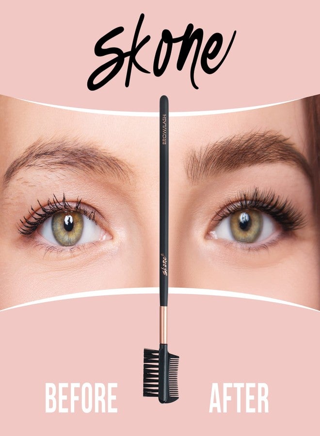 Skone Cosmetics Eyebrow Brush and Comb, Luxe Premium Rose Gold Eyelash Brush and Eyelash Comb - Professional Grade Nylon Eye Brow Brush Comb, Dual Sided Eyelash Brush Separator - Image 2
