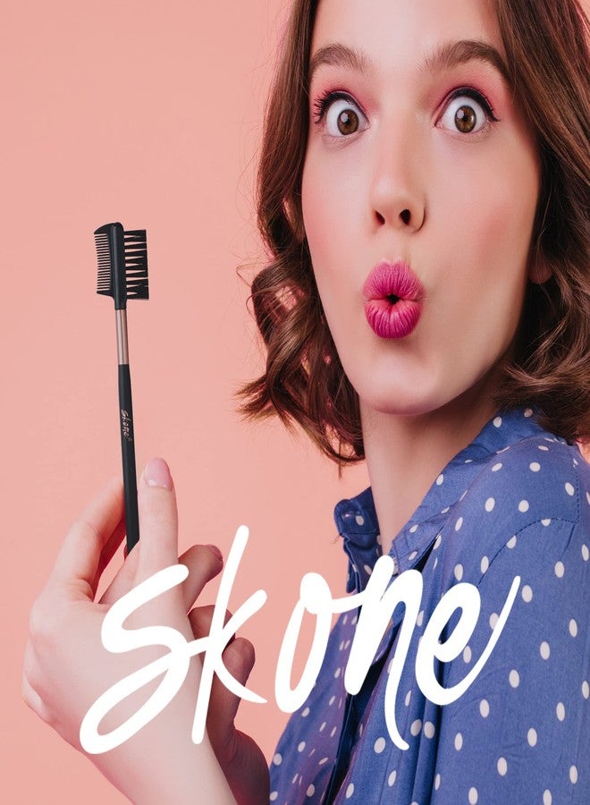Skone Cosmetics Eyebrow Brush and Comb, Luxe Premium Rose Gold Eyelash Brush and Eyelash Comb - Professional Grade Nylon Eye Brow Brush Comb, Dual Sided Eyelash Brush Separator - Image 3