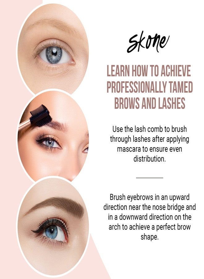 Skone Cosmetics Eyebrow Brush and Comb, Luxe Premium Rose Gold Eyelash Brush and Eyelash Comb - Professional Grade Nylon Eye Brow Brush Comb, Dual Sided Eyelash Brush Separator - Image 4