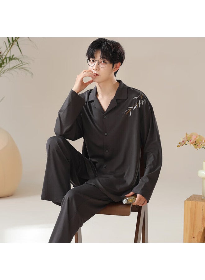 Kj Couple Long Sleeve Spring Autumn Pajamas Women's Pajamas Men's Casual National Style Cardigan Premium Homewear Set Gift Box - Image 5