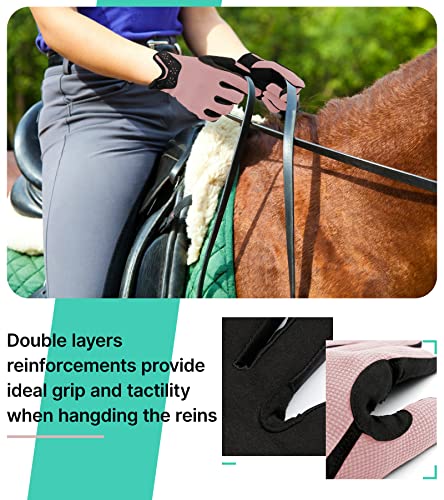 Thapower Horse Riding Gloves for Kids Girls Youth Equestrian Horseback Riding Gloves Youth Women Winter Outdoor Leather Mitts Biking Cycling Gardening Glove - Image 4