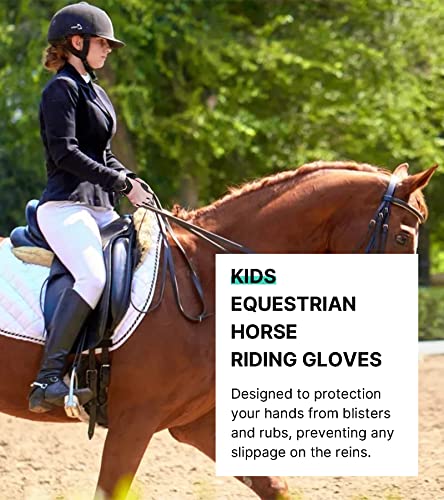 Thapower Horse Riding Gloves for Kids Girls Youth Equestrian Horseback Riding Gloves Youth Women Winter Outdoor Leather Mitts Biking Cycling Gardening Glove - Image 2