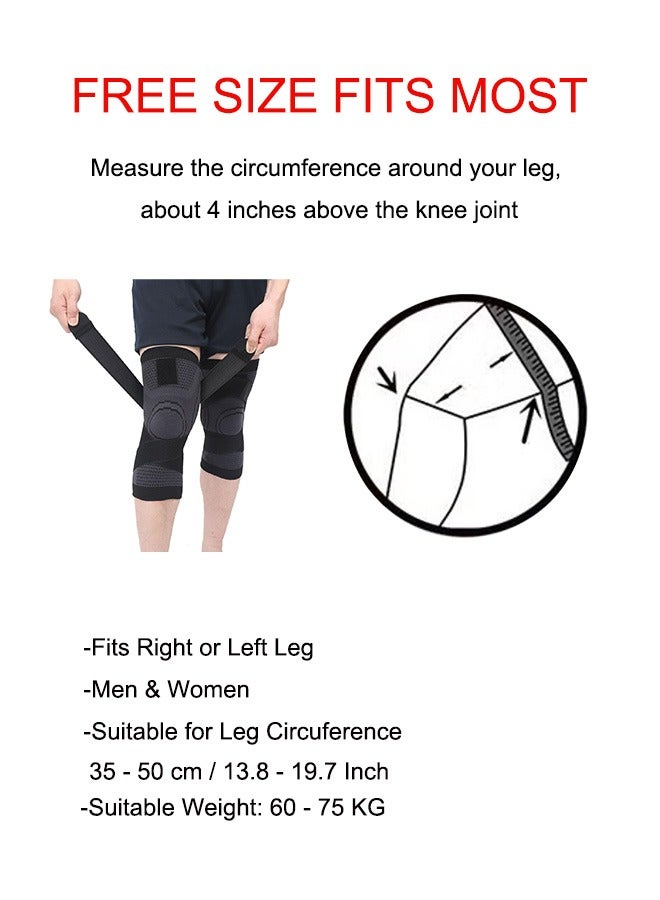 بكومور مجموعة دعامة الركبة والكوع 2 في 1 - زوج من أكمام الركبة الضاغطة القابلة للتعديل وحزام دعامة مرفق التنس - دعم لتخفيف الألم للرجال والنساء - الجري، صالة الألعاب الرياضية، كرة السلة، التنس - Image 4
