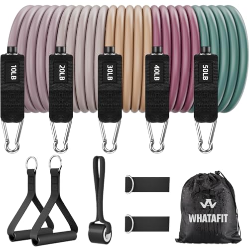 WHATAFIT Resistance Bands, Exercise Bands,Resistance Bands for Working Out, Work Out Bands with Handles for Men and Women Fitness, Strength Training Home Gym Equipment