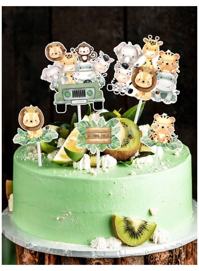 COCO KSA 16pcs Cute Jungle Animals Cake Toppers Cupcake Toppers for Birthday Party Decorations - Image 5