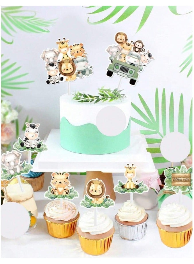 COCO KSA 16pcs Cute Jungle Animals Cake Toppers Cupcake Toppers for Birthday Party Decorations - Image 4