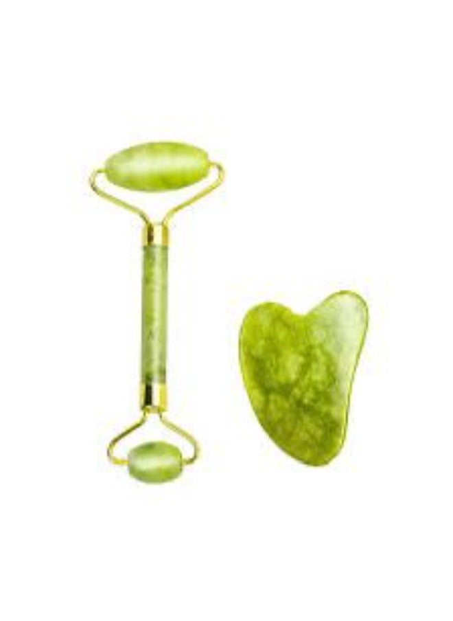 Generic Jade Roller & Gua Sha Facial Tools Women's Beauty Roller Skin Care Tools Real natural jade Used for Face Eyes Neck Body Muscle Relaxing  S3  - Image 1