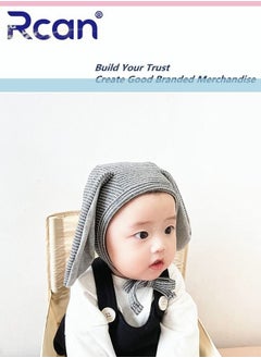 Rcan Rcan Newborn Cute Baby Ear Protection Hat Soft Baby Cap Cotton 3-24 Months, Grey  - Image 3
