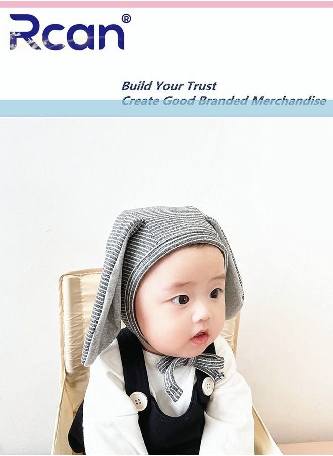 Rcan Rcan Newborn Cute Baby Ear Protection Hat Soft Baby Cap Cotton 3-24 Months, Grey  - Image 3